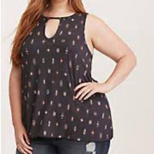 Torrid Super Soft Geo Print Cutout Neck Tank Top - 2x